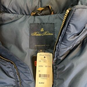 Brooks Brothers Navy Quilted Puffer Vestwith Gold Hardware made in Italy